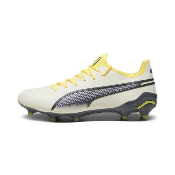 KING ULTIMATE FG/AG Women's Football Boots in Alpine Snow/Asphalt/Yellow Blaze, Size 10, Textile by PUMA Shoes