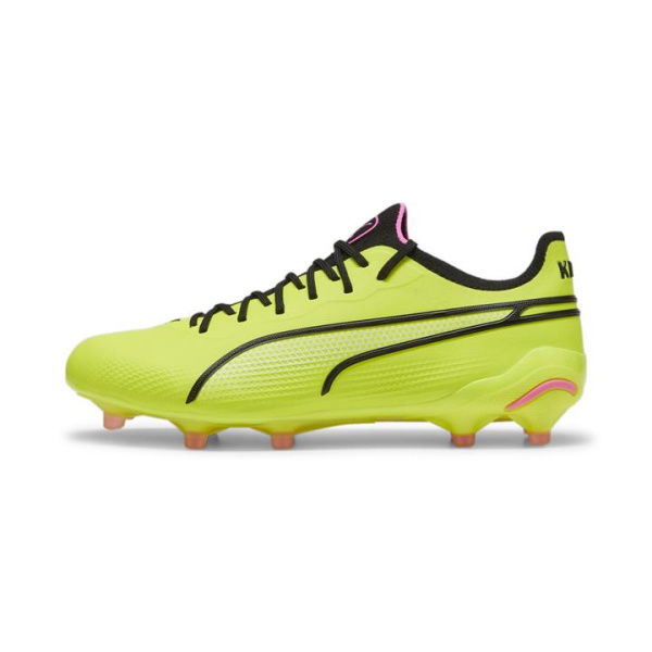 KING ULTIMATE FG/AG Women's Football Boots in Electric Lime/Black/Poison Pink, Size 10, Textile by PUMA Shoes