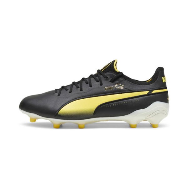 KING ULTIMATE PelÃ© FG/AG Unisex Football Boots in Black/White/PelÃ© Yellow, Size 8, Synthetic by PUMA Shoes