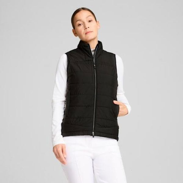 Kyley Women's Quilted Golf Vest in Black, Size XS, Polyester by PUMA