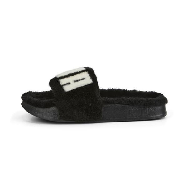 Leadcat 2.0 Fuzz Slides Women in Black/White, Size 5, Synthetic by PUMA