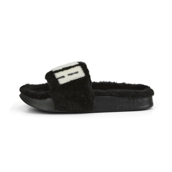 Leadcat 2.0 Fuzz Slides Women in Black/White, Size 9, Synthetic by PUMA