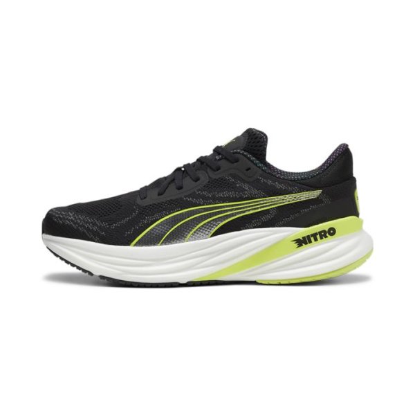 Magnify NITROâ„¢ 2 Running Shoes Men in Black/Lime Pow, Size 8, Synthetic by PUMA Shoes