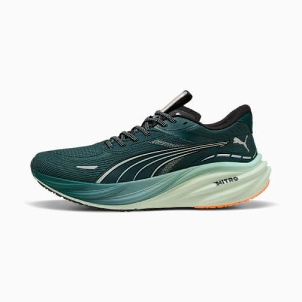 Magnify NITROâ„¢ 3 Running Shoes Men in Green Terrain/Heat Fire, Size 7, Synthetic by PUMA Shoes