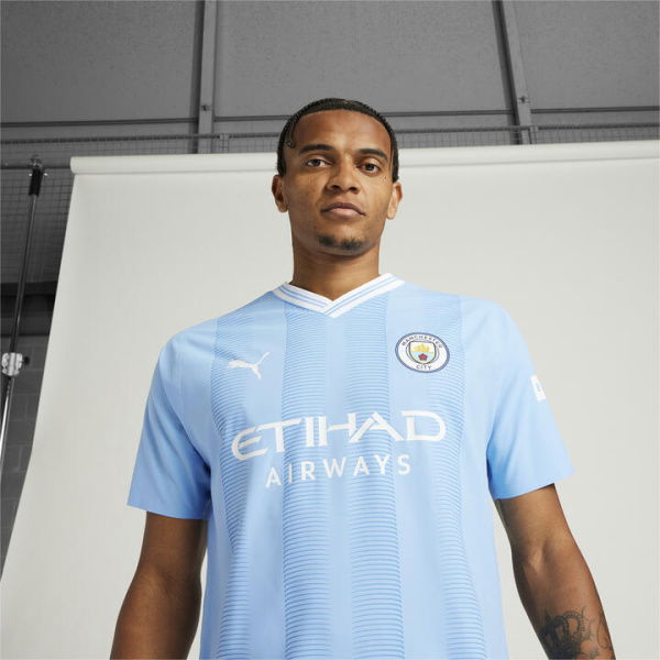 Manchester City 23/24 Home Authentic Men's Jersey Shirt in Team Light Blue/White, Size 2XL, Polyester/Elastane by PUMA