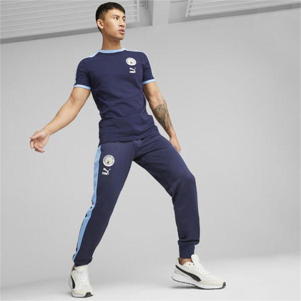 Manchester City F.C. ftblHeritage T7 Men's Track Pants in Navy/Team Light Blue, Size Medium, Polyester/Cotton by PUMA