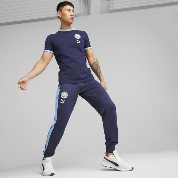 Manchester City F.C. ftblHeritage T7 Men's Track Pants in Navy/Team Light Blue, Size Small, Polyester/Cotton by PUMA