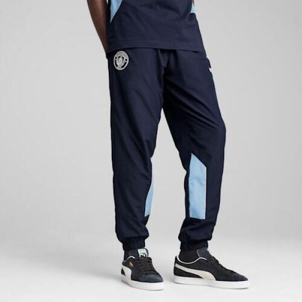 Manchester City Football ARCHIVE Men's Pants in Navy/Team Light Blue, Size Small, Polyester by PUMA