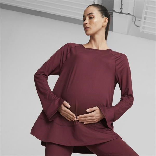 Maternity Bell Sleeve Women's Training Top in Dark Jasper, Size Large, Polyester/Elastane by PUMA