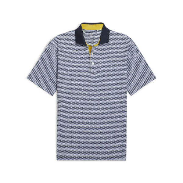 MATTR Century Men's Golf Polo Top in Deep Navy/PelÃ© Yellow, Size Small, Polyester/Elastane by PUMA