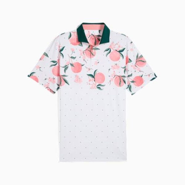 MATTR Freshly Picked Men's Golf Polo Top in White Glow/Pink Fruit, Size Small by PUMA