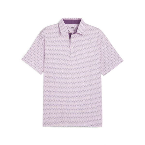 MATTR Palm Deco Men's Golf Polo Top in Crushed Berry/Pink Icing, Size Large, Polyester/Elastane by PUMA