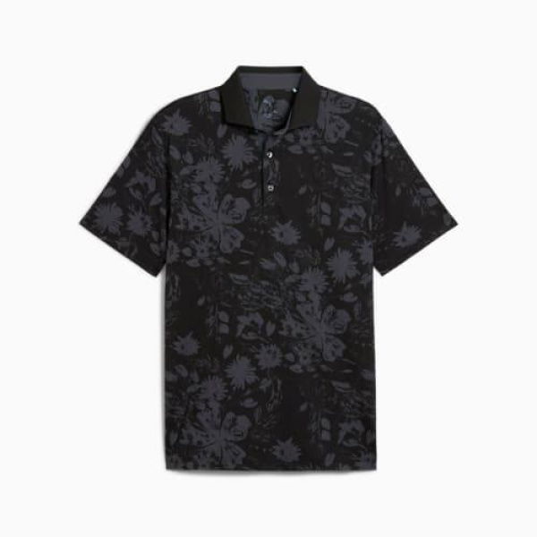 MATTR Rose Men's Golf Polo Top in Black/Strong Gray, Size Medium by PUMA