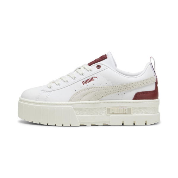 Mayze Leather Women's Sneakers in White/Intense Red, Size 6, Synthetic by PUMA Shoes