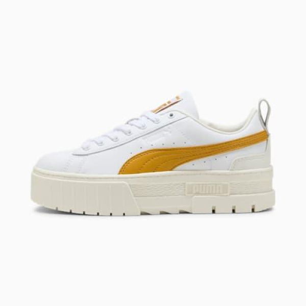 Mayze Lux Women's Sneakers in White/Archive Gold, Size 6, Synthetic by PUMA Shoes