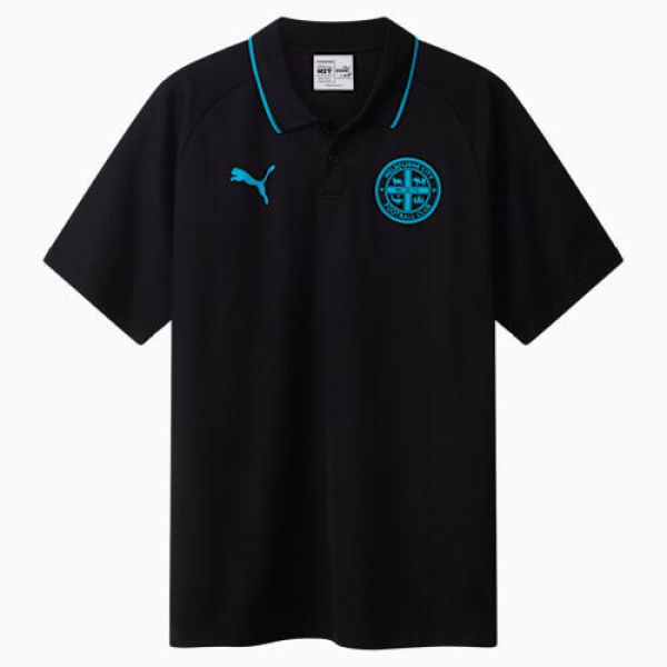 Melbourne City FC 2026 Men's Casual Polo Top in Black/Hyperlink Blue/Fcmc, Size Large by PUMA
