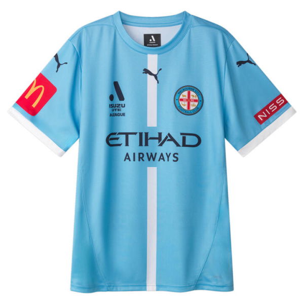 Melbourne City FC Men's Replica Home Jersey Shirt in Team Light Blue/White/Mcfc Home, Size Small by PUMA