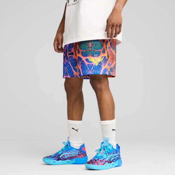 Melo Alien Skins Men's Basketball Shorts in Black/Aop, Size Medium, Polyester by PUMA