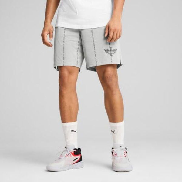 Melo Alwayz On 1 7 Basketball Shorts Men in Flat Light Gray, Size Small, Polyester by PUMA