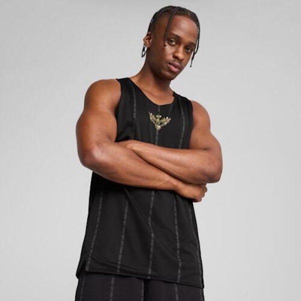 Melo Alwayz On 1 Basketball Men's Jersey Shirt in Black, Size Small, Polyester by PUMA