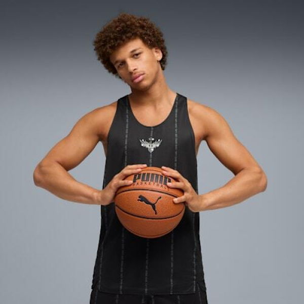 Melo Alwayz On 1 Basketball Men's Jersey Shirt in Black/Team Silver Aop, Size XL, Polyester by PUMA