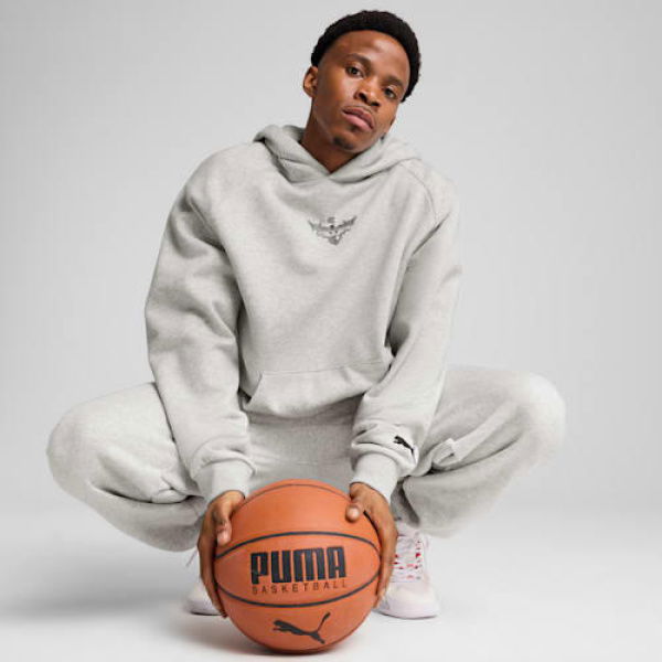 Melo Alwayz On 1 Men's Basketball Hoodie in Light Gray Heather, Size Small, Cotton/Polyester by PUMA