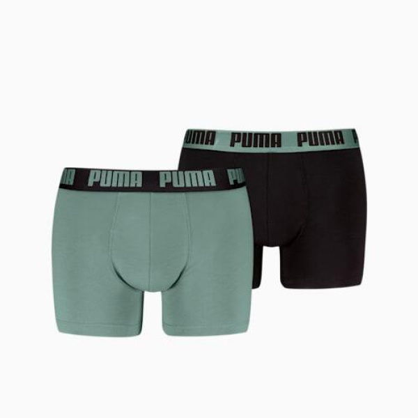 Men's Boxer Briefs 2 pack in Olive Green/Black, Size Small by PUMA