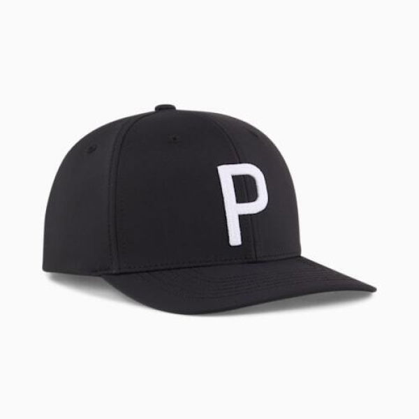 Men's Heritage P Cap in Black/White Glow, Polyester/Cotton by PUMA