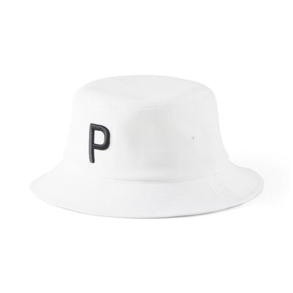 Men's P Bucket Hat in White Glow, Size L/XL, Polyester by PUMA