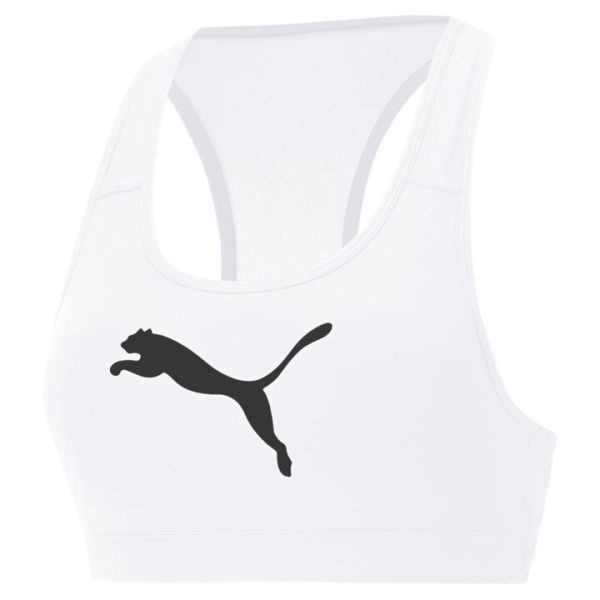 Mid 4Keeps Graphic Women's Training Bra in White/Black Cat, Size Large, Polyester/Elastane by PUMA