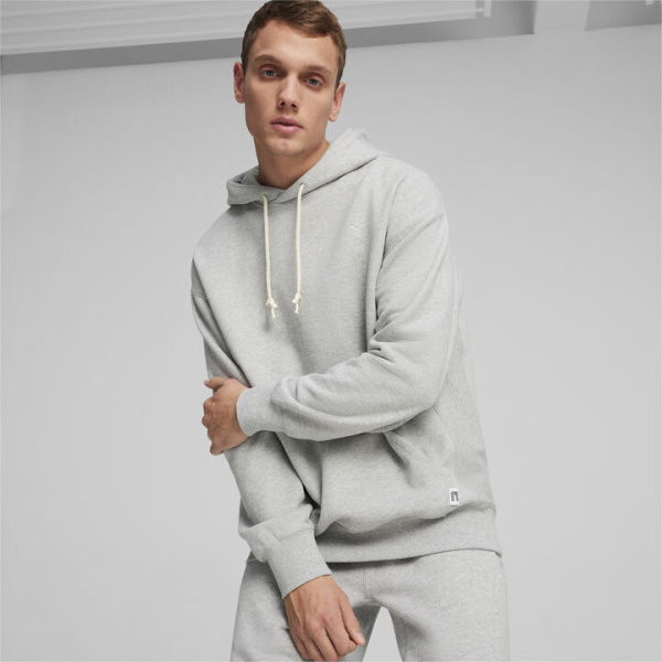 MMQ Men's Hoodie in Light Gray Heather, Size Medium, Cotton by PUMA