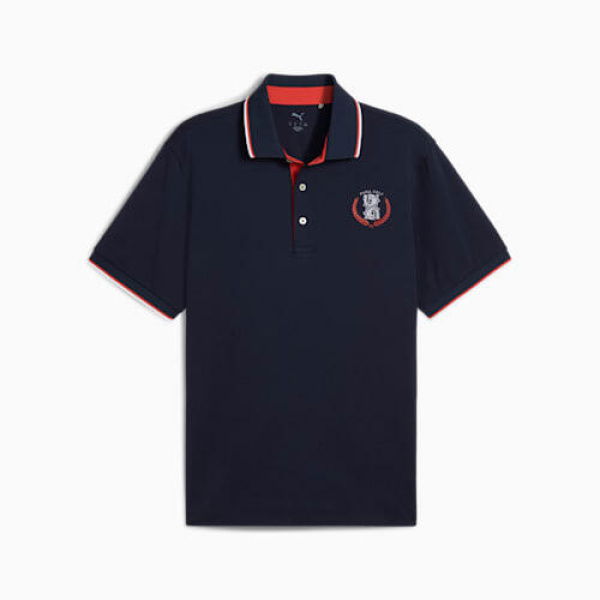 Modalon Queen City Men's Golf Polo Top in Deep Navy/White Glow, Size Medium, Polyester/Elastane by PUMA