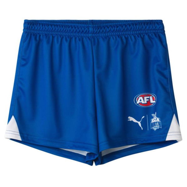 North Melbourne Football Club 2024 Menâ€™s Replica Home Shorts in Surf The Web/Nmfc, Size Medium by PUMA