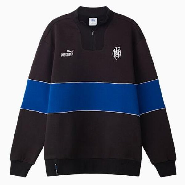 North Melbourne Football Club 2025 Unisex Quarter Zip Sweatshirt in Black/Surf The Web/Nmfc, Size 2XL by PUMA