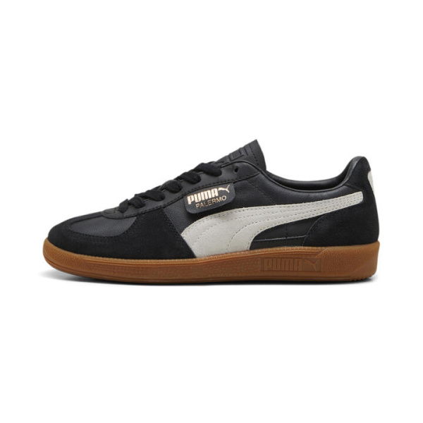 Palermo Leather Unisex Sneakers in Black/Feather Gray/Gum, Size 10, Textile by PUMA Shoes