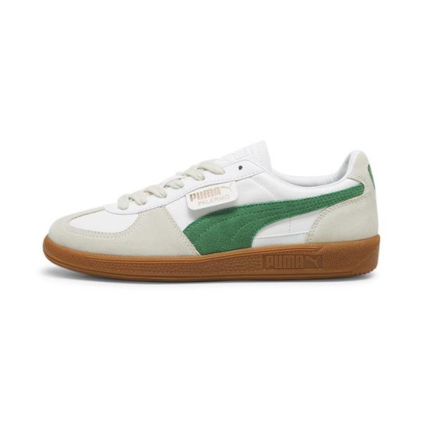 Palermo Leather Unisex Sneakers in White/Vapor Gray/Archive Green, Size 4, Textile by PUMA Shoes