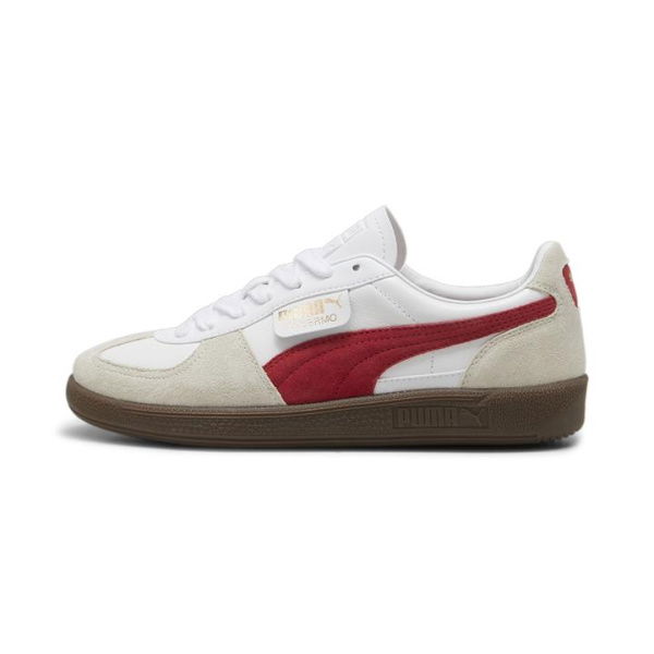 Palermo Leather Unisex Sneakers in White/Vapor Gray/Club Red, Size 10, Textile by PUMA Shoes