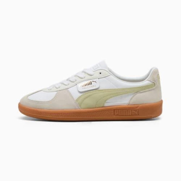 Palermo Leather Unisex Sneakers in White/Vapor Gray/Pistachio Green, Size 9, Synthetic by PUMA Shoes