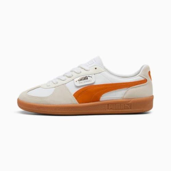 Palermo Sneakers Unisex in White/Warm White/Orange Glo, Size 5 by PUMA Shoes