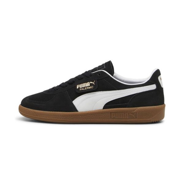 Palermo Unisex Sneakers in Black/White, Size 10.5, Rubber by PUMA