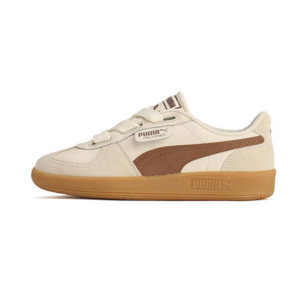 Palermo Wide Lace Suede Sneakers Women in Frosted Ivory/Brown Mushroom, Size 5.5, Textile by PUMA Shoes