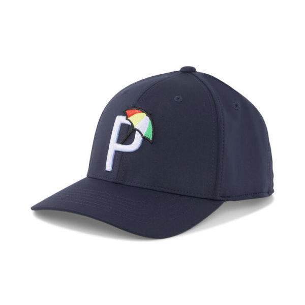 Palmer P Golf Cap in Navy Blazer/White Glow, Polyester/Elastane by PUMA