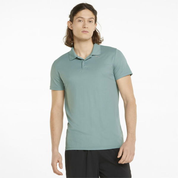 Performance Men's Training Polo Shirt in Mineral Blue, Size Large, Polyester by PUMA