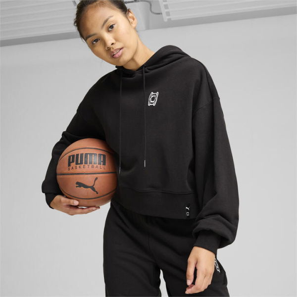 Pivot Basketball Women's Hoodie in Black, Size Small, Cotton by PUMA