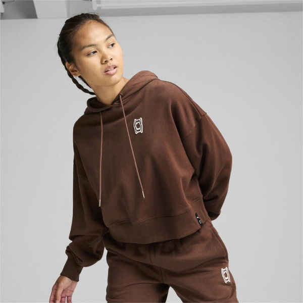 Pivot Basketball Women's Hoodie in Espresso Brown, Size Small, Cotton by PUMA