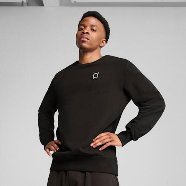 Pivot Men's Basketball Crewneck Top in Black, Size Medium, Cotton by PUMA