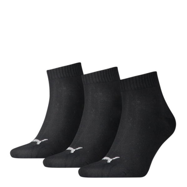 Plain Quarter Unisex Socks - 3 Pack in Black, Size 3.5