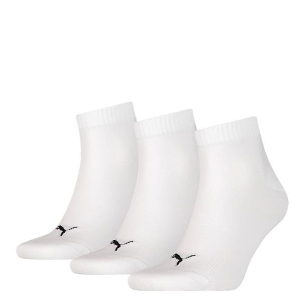 Plain Quarter Unisex Socks - 3 Pack in White, Size 13