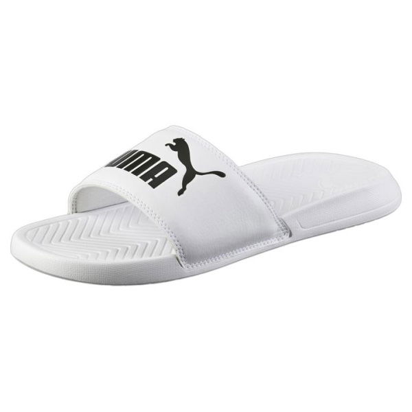 Popcat Slide Unisex Sandals in White/Black, Size 12, Synthetic by PUMA