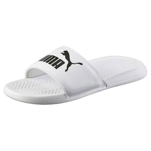 Popcat Slide Unisex Sandals in White/Black, Size 4, Synthetic by PUMA